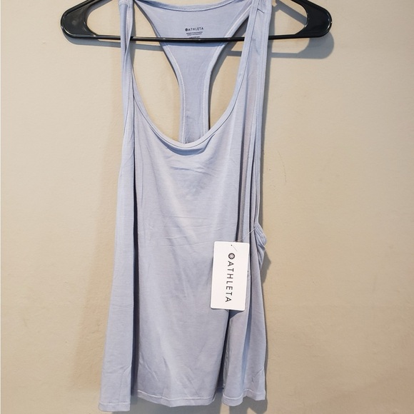 Athleta Women's Soft Grey  Racerback Tank Top - Picture 2 of 5